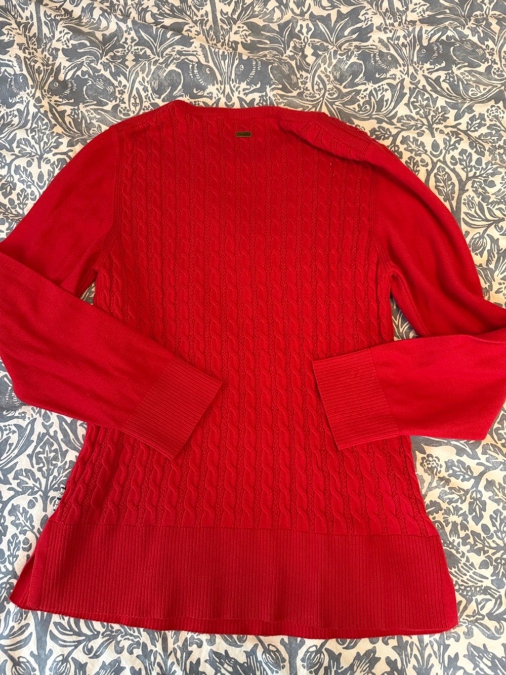 Barbour Red Cable-Knit Crewneck Sweater sz 14 Prudhoe style - Picture 3 of 5